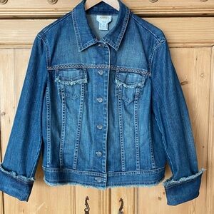 Talbots Blue Denim Jacket with Frayed Details